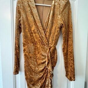 Dress Forum Gold Ruched Wrap Bodycon Dress